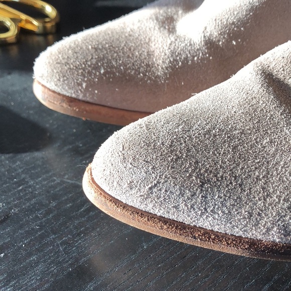 Dolce Vita beige genuine suede ankle boot pointed toe back zipper block heel 8.5 - Picture 11 of 12